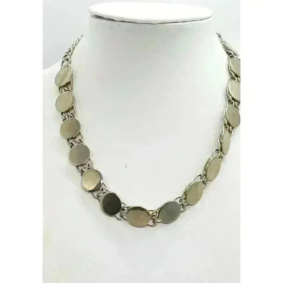Vintage Necklace Choker Round Coin Discs Snail Chain Retro MCM - Picture 2 of 7